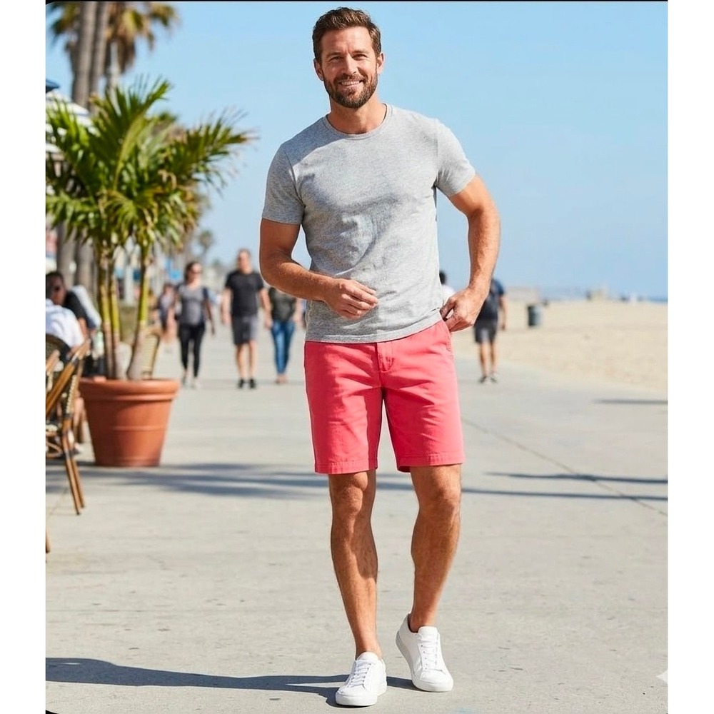 Old Navy Men's Slim Ultimate Shorts Coral Pink‎ Chino Size 38 Golf Casual
